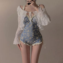 钢托聚拢大小胸微胖小清新遮肉显瘦保守连体泳衣女高级感海边度假