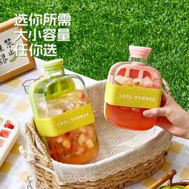 COOL爽冰格水壶随手杯便携吸管水杯女大学生夏天注水按压冰格模具