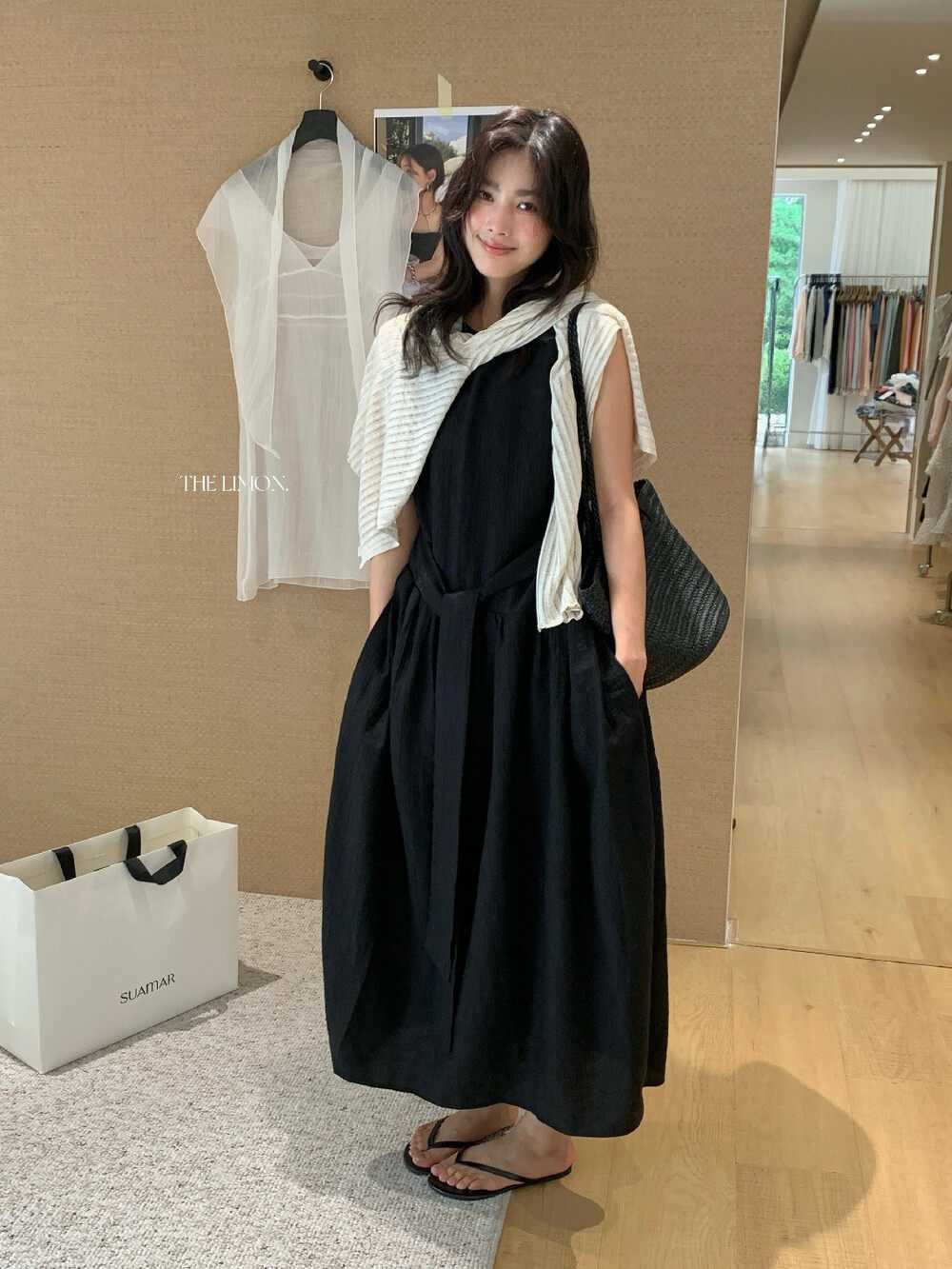 Đầm maxi nữ thắt eo tay không kiểu Hàn Quốc 2026 — màu đen, màu hồng, màu mơ chi tiết 28