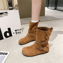 牛皮版！短靴女2025新款秋显瘦小众流行复古百搭小个子增高瘦瘦靴