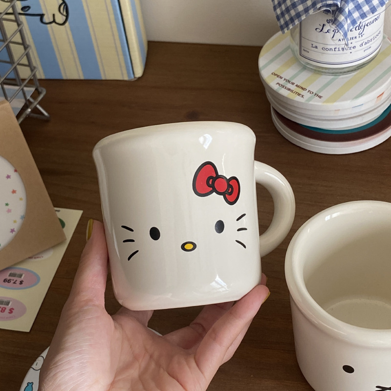 ins可爱kt猫陶瓷马克杯 小兔水杯咖啡杯高颜值早餐杯 卡通牛奶杯|undefined