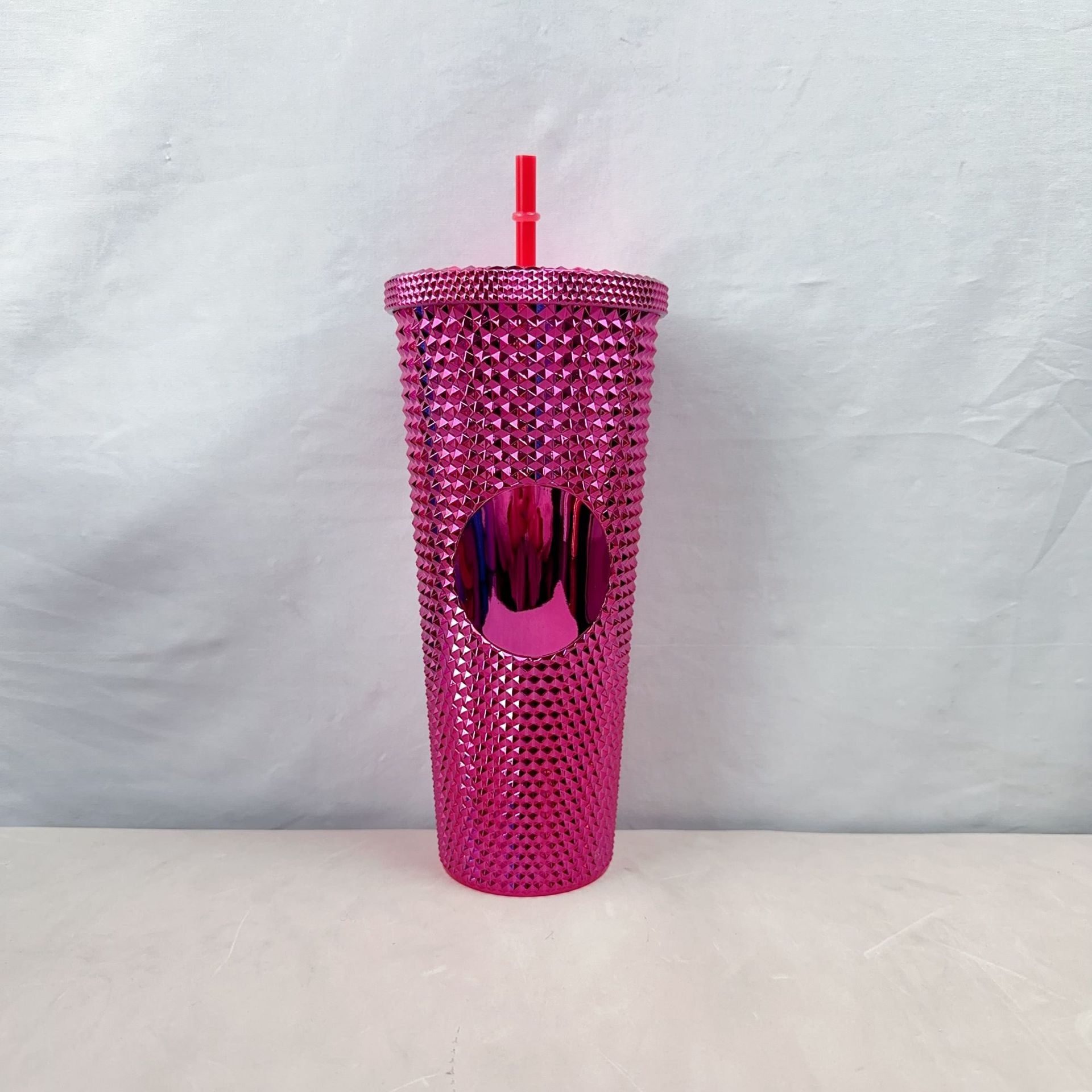 Taza transfronteriza Taza de agua Taza de plástico de doble capa Taza de paja Taza de agua Taza Xingba Taza de paja con tapa Taza de durian galvanizado