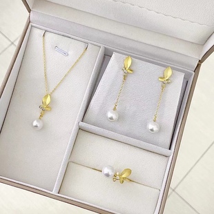 Fall into the color star dream three-piece suit 925 silver ring necklace earrings