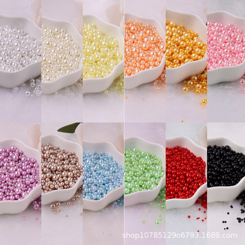 ABS highlight imitation pearl non-porous color water grinding pearl plastic round beads nail beads DIY nail jewelry accessories