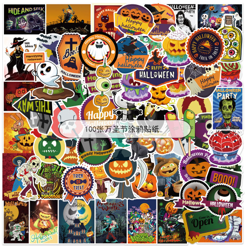 50 sheets/100 sheets, non-infringement cross-border Halloween and Christmas graffiti stickers, holiday party notebook stickers, waterproof