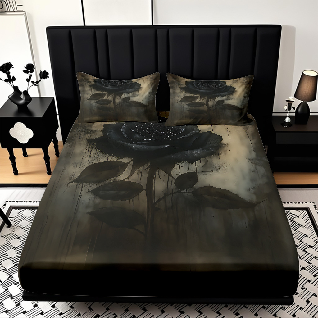 TEMU / JIT serie de flores de rosa multicolor 3D impresión digital set de cama para diseñar el fabricante de la fuente