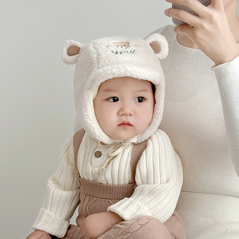 Sombreros para bebés otoño y invierno calientes y gruesos gorras de rayos lindos dibujos animados para niños y mujeres a prueba de viento gorras de peluche para oídos