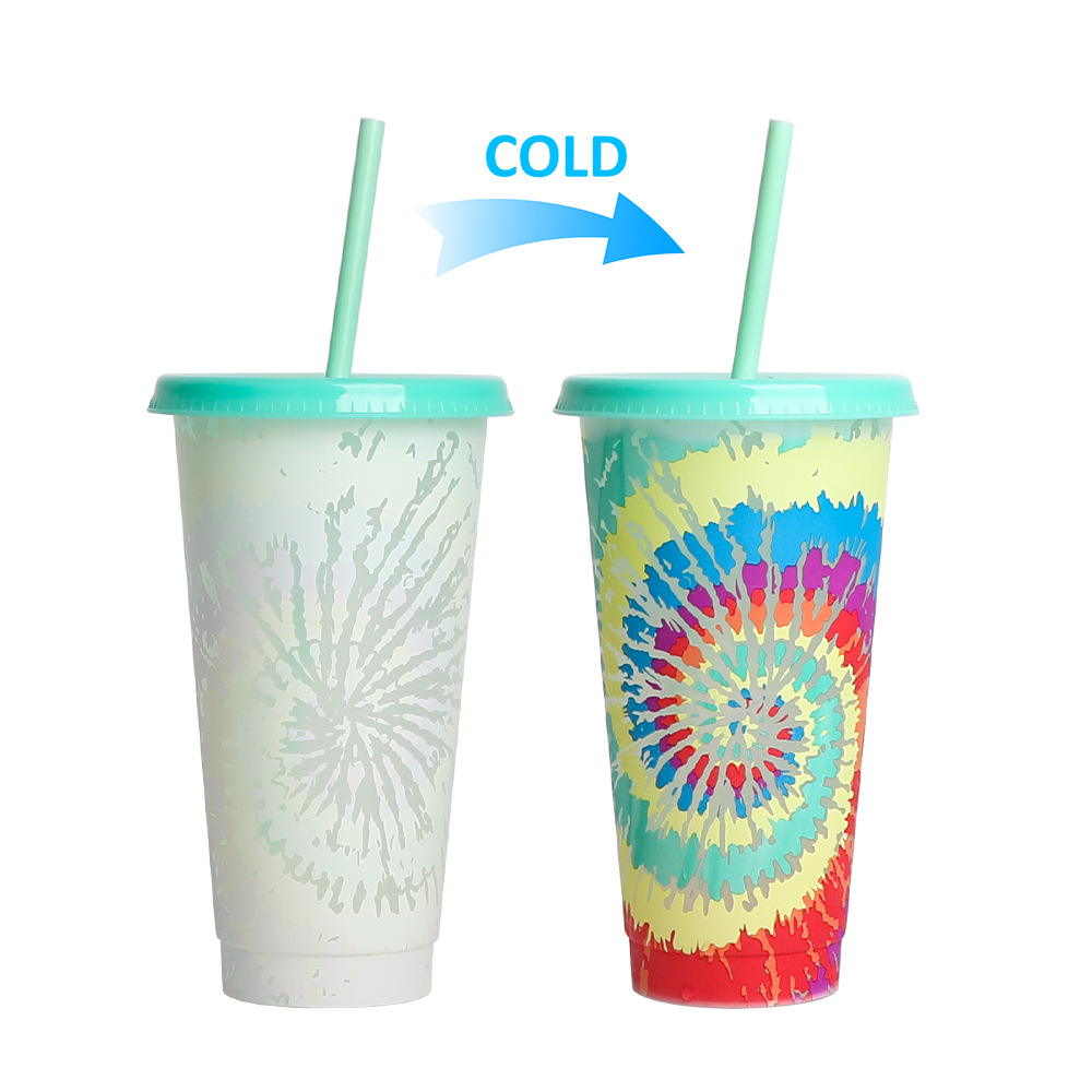Spot transfronterizo de 710ml taza de plástico de color frío de gran capacidad PP taza de té con leche bebida fría con taza de paja con fábrica de inspección NBCU