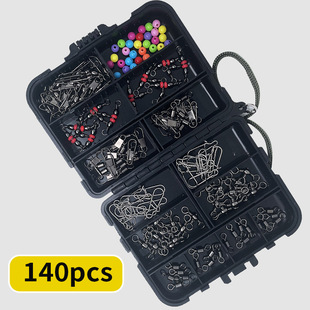 140 Pieces of Fishing Tackle Accessories Set Cross-Border Swivel Connectors Sea Fishing Rock Fishing Kit Box for Catching Fish