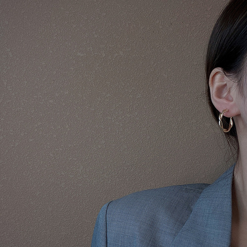 Twist hoop earrings, temperament, high-end, Internet celebrity earrings, female personality,  new cool style Internet celebrity earrings