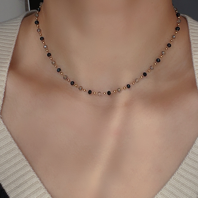 Geometric Pattern Elegant Lady Geometric Artificial Crystal Titanium Steel Plating Necklace