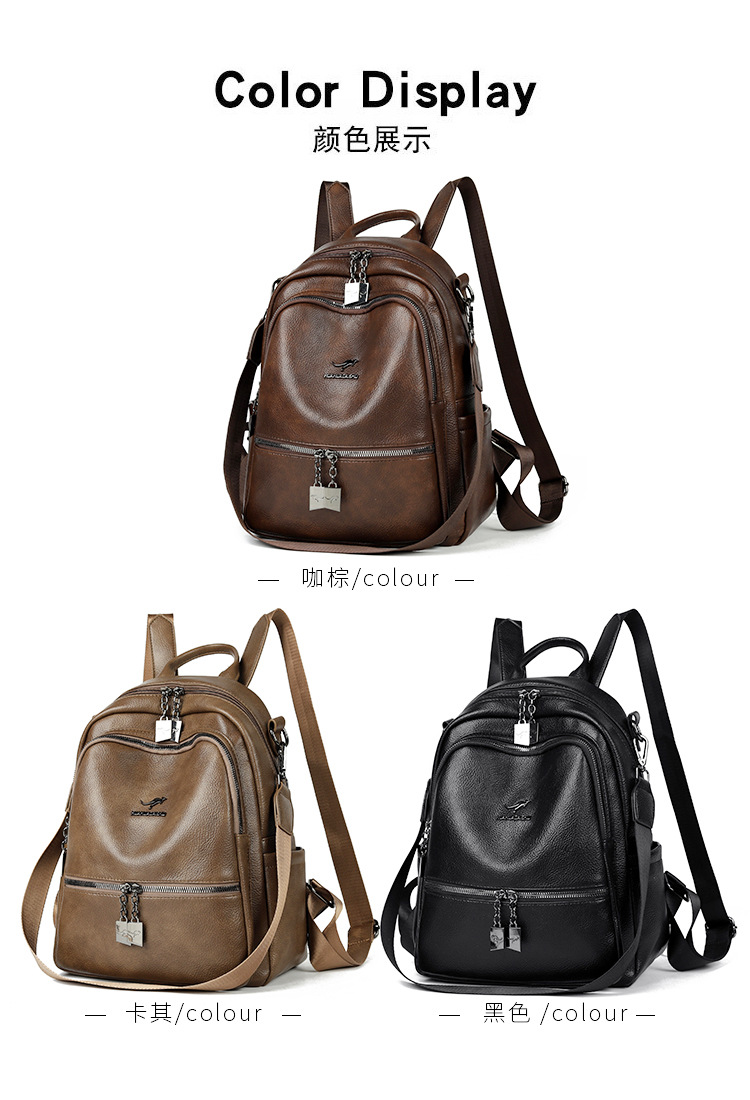 High-quality soft leather backpack women's new style simple versatile large capacity travel backpack mommy bag multi-purpose school bag