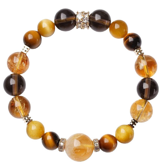 New Internet Celebrity Live Broadcast Same Style Jinba Large Comprehensive Yellow Tower Crystal Bracelet Golden Tiger Eye Light Luxury Bracelet Gift Giving Good Thing