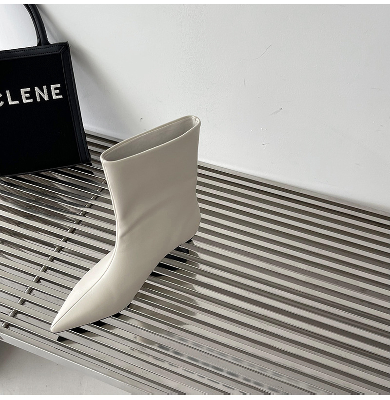 2024 Herbst und Winter im neuen minimalistischen Stil mit Ärmeln und niedrigen Absätzen, modische kurze Stiefel mit spitzen Ärmeln_voghion.com