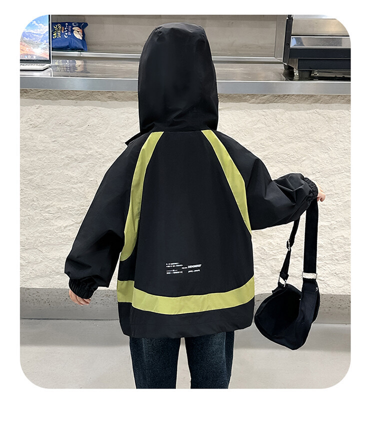 Boys label patchwork jacket for spring and autumn 2023, new handsome hooded windbreaker, children's top_voghion.com