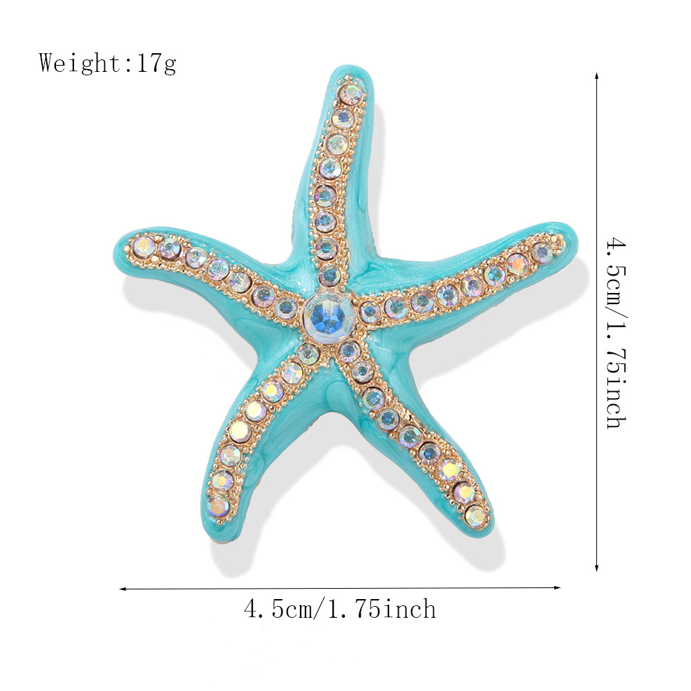 Enamel starfish brooch for women's summer clothing, men's hat decoration pin, metal light luxury accessory, starfish brooch