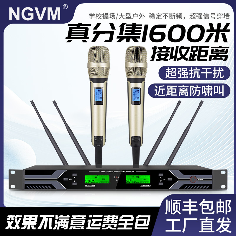 Free Shipping, True Diversity, Anti-Howling Wireless Microphone, Professional Anti-Interference U-Segment Ktv Performance Conference Karaoke Home Phone