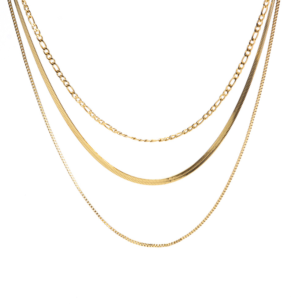 Fashion Geometric Titanium Steel Plating Layered Necklaces 1 Piece