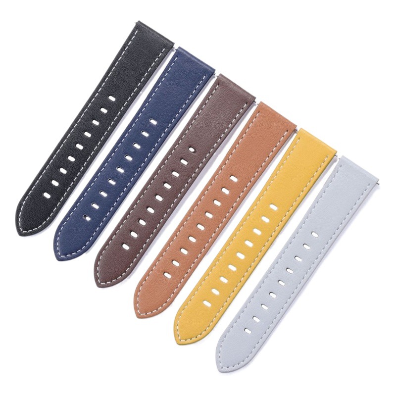 Pulseras de cuero retrógradas Huawei Samsung general desgaste rápido pulseras de desmontaje de acero fino botón de plata 20mm 22mm arte