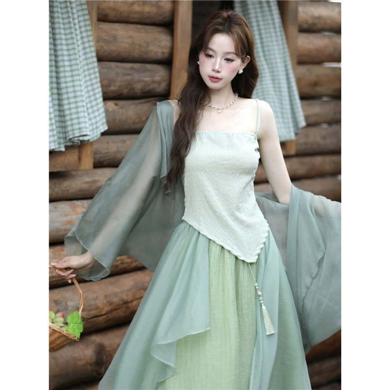 Настоящая фотография готового нового китайского стиля в стиле дзен, классная юбка-костюм