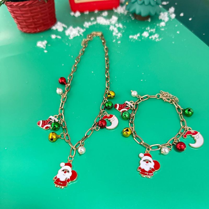 国境を越えた新しいクリスマス要素のネックレスファッション百合女性サンタクロース鈴ヘラジカ多種のペンダント卸売り|undefined