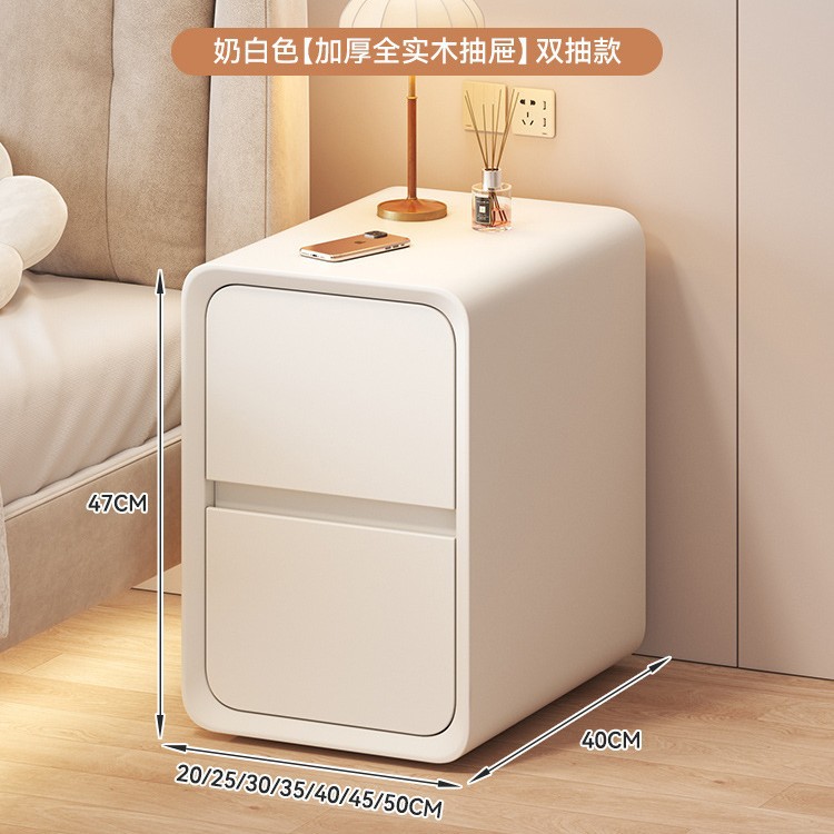 Cabina de cabecera de cama de aire de crema dormitorio pequeño ultra estrecho de hendidura cabina de lado de la cama sin instalación de cabina de almacenamiento de varios cajones dobles