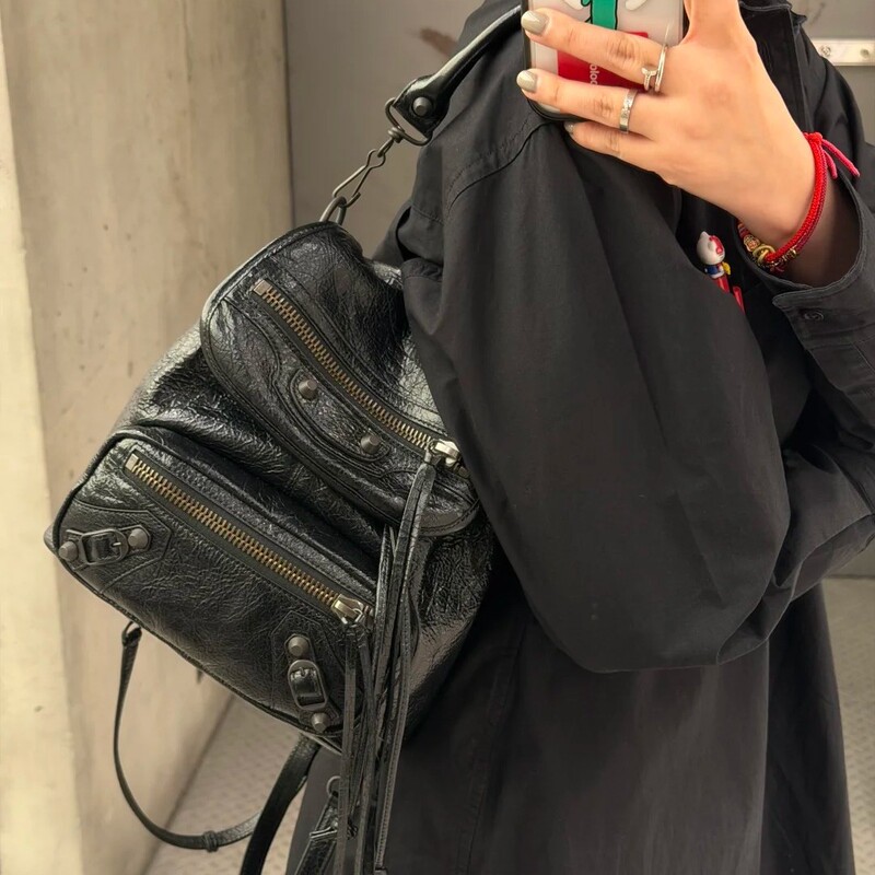 Bajia Sweet Cool Cowhide Lecity Motorcycle Bag Cross-Border Trendy Rivet Backpack Large Capacity Genuine Leather Unisex Backpack