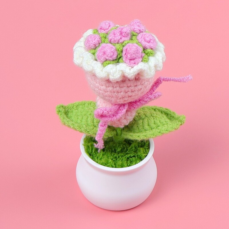 完成したウールひまわり鉢植えスズラン造花チューリップデスクトップ装飾品バレンタインデー教師クラスメートギフト|undefined