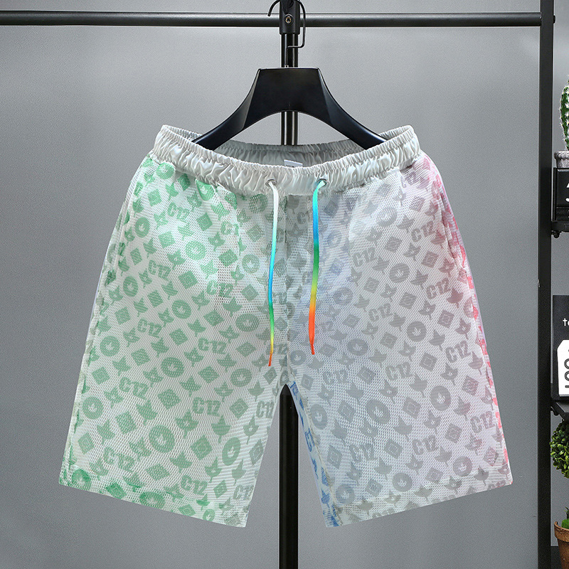 Trendige, lässige Mesh-Shorts mit Allover-Print für Herren, lockere Passform, elastischer Bund mit integriertem Futter, leichtes und atmungsaktives Material._voghion.com