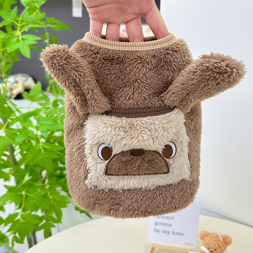 New winter ins Japanese and Korean style plus velvet warm pet dog cat plush clothes Teddy Bichon embroidered vest