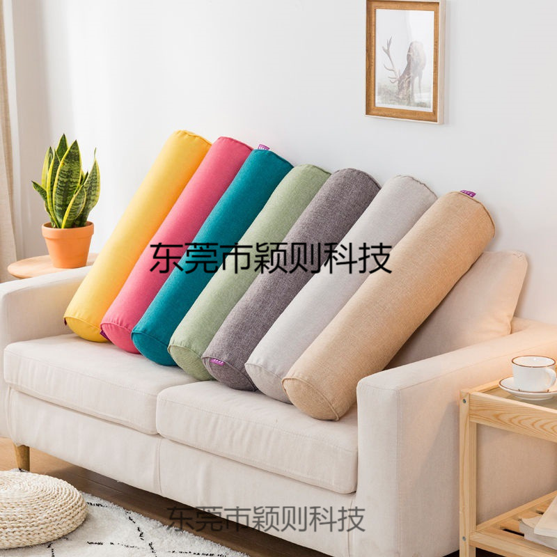 新款棉麻脚枕沙发头枕腰靠抱枕圆柱院垫脚枕可拆洗长条枕头套包邮