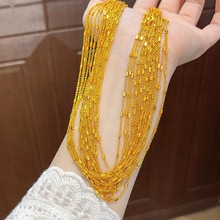 沙金饰品项链女款高级感四方o字链锁骨链仿真金久不掉色首饰批发