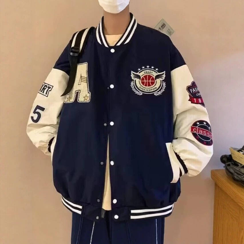 Terry Embroidered American Baseball Uniform Men's Spring and Autumn New Embroidered Jacket Jacket Loose Casual Couple Jacket