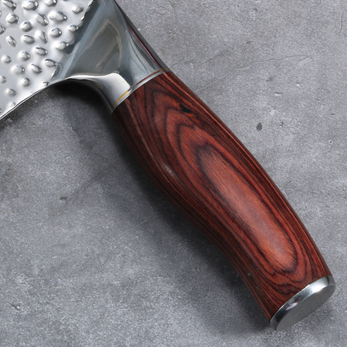 Mirror forged slicing knife, sharp household kitchen knife, colorful wooden handle chef's knife, stainless steel double steel head kitchen knife