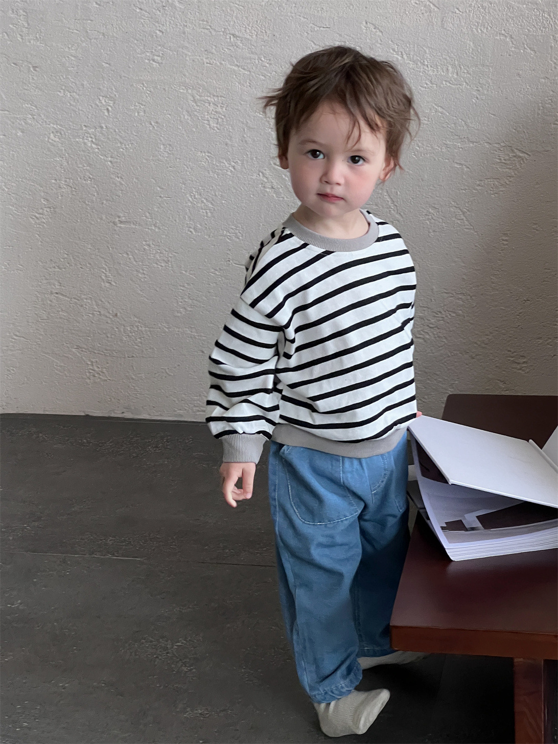 Niños de otoño a rayas suéter jeans set coreano ropa infantil 2026 nuevo otoño bebé ropa de otoño set de dos piezas image 8