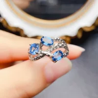 Новый тип натурального топазного кольца S925 Серебряный инкрустированный основной камень 4*6 мм