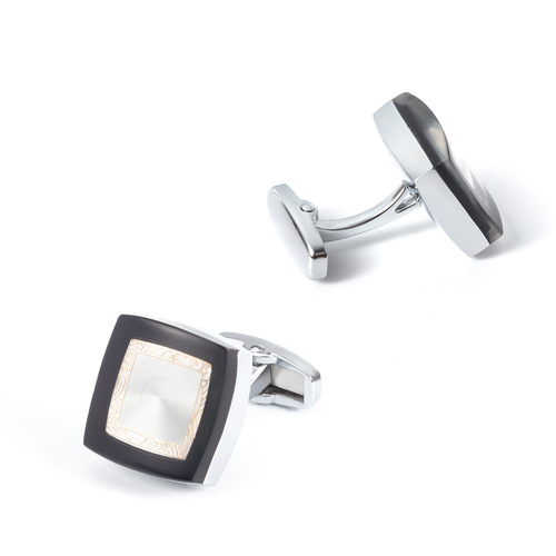 New square silver CD enamel metal cufflinks for export French-style shirts, wholesale men's cufflinks