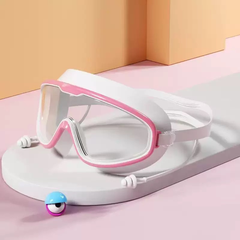 어린이용 고투명 김서림 방지 수영 고글 [화이트 핑크]