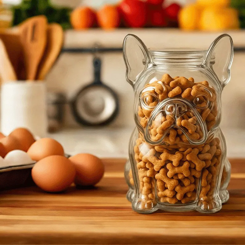跨境新品 French Bulldog Snack Jar 宠物储存零食罐户外训练罐子|undefined