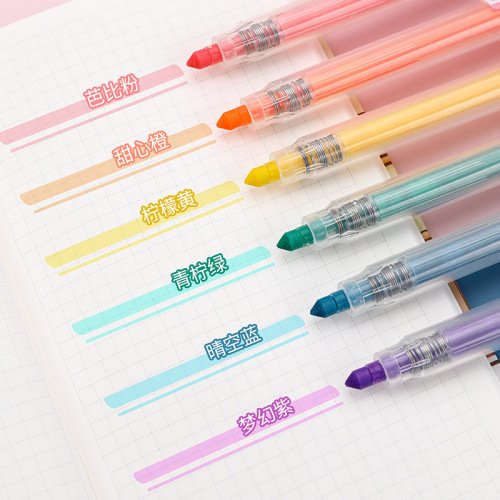 Press fluorescent marker pen macaron color series notebook marking annotation highlight student stationery colored pen 