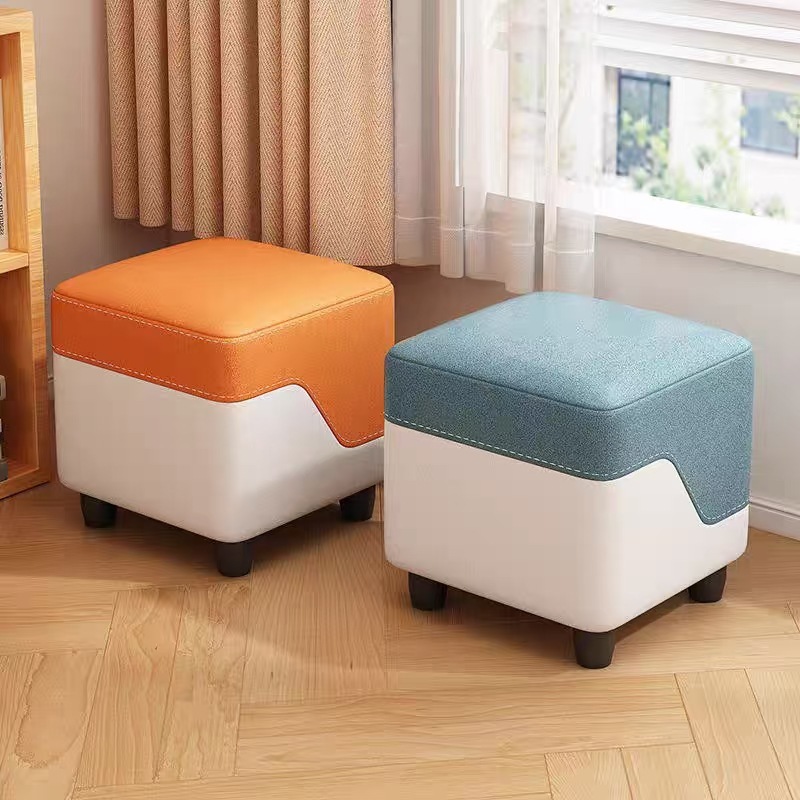 Stool for Home Use, Small Bench with a High-End Feel, Suitable for Living Room Sofa, Coffee Table, Sturdy and Durable Children's Trendy Square Stool, Low Stool
