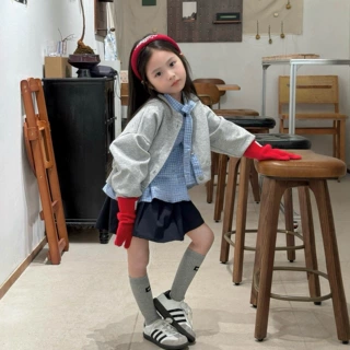 女童学院风套装秋装25新款休闲卫衣开衫格蝴蝶结衬衣百褶裙英伦风
