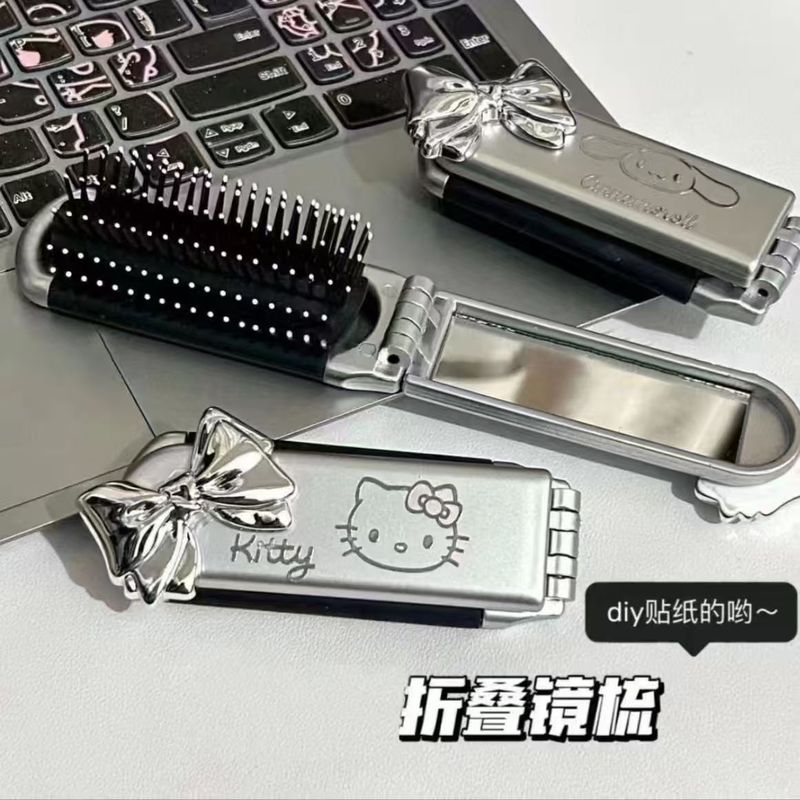 キュートでクリエイティブなフリップトップ折りたたみエアバッグコームミニポータブルミラーコームオールインワンエアクッションマッサージコーム女性用|undefined