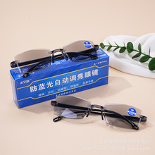 包邮带盒防蓝光老花眼镜自动智能变焦镜老人收单会销礼品地摊引流