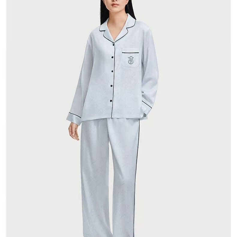 2025 High-End Comfortable Ice Silk Silky Pajamas Long-Sleeved Home Wear Set for Women New Autumn Hot Style 2025 High-End Comfortable Ice Silk Silky Pajamas Long-Sleeved Home Wear Set for Women New Autumn Hot Style