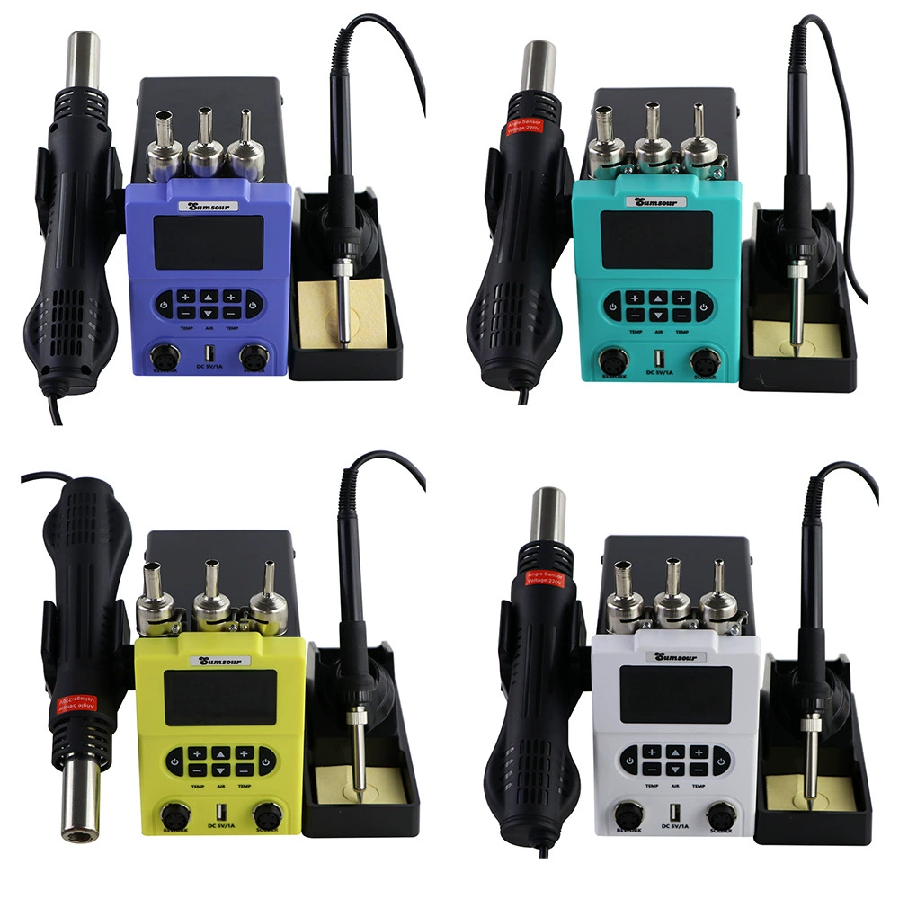 878D горячего воздуха Снос сварочный инструмент с регулируемой температурой двойной цифровой дисплей с интерфейсом USB