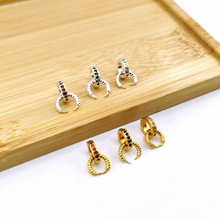 久不掉色沙金镶钻牛鼻孔夹扣横向卡扣V孔吊坠扣头 万能扣配件批发