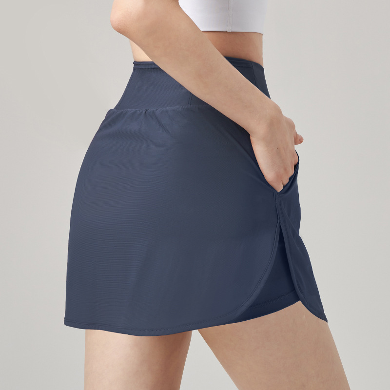 Summer Fake Two-piece Shorts Women's Anti-slip Skirt Pants with Pocket Running Fitness Clothes Riding Hip Lifting Sports Yoga Pants