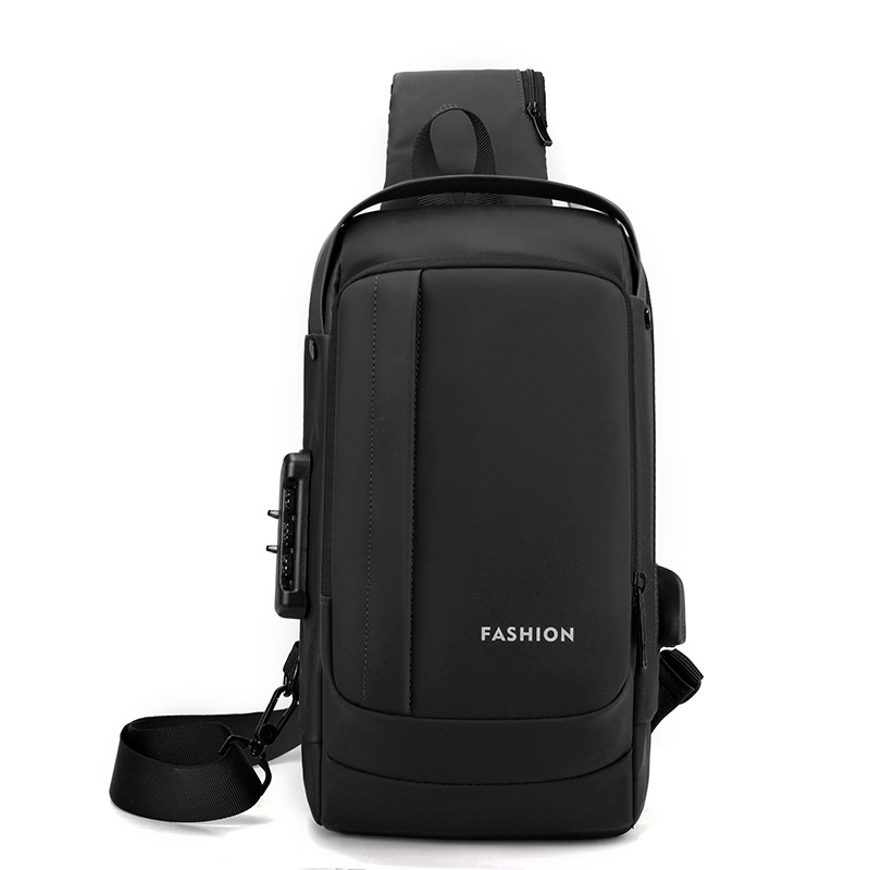 Bolso de pecho para hombre, bolso cruzado, mochila de gran capacidad, multifuncional, con bloqueo de contraseña, antirrobo, bolso para hombre con carga USB