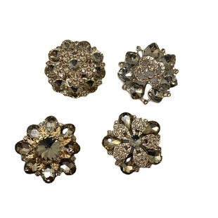 Women's fur mink petals large button cashmere coat buckle fur Crystal mink decorative button rhinestone diamond buckle